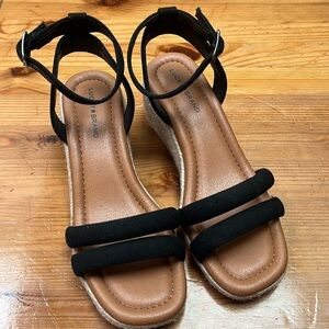 LUCKY BRAND Womens Black Padded Nasli Round Toe Wedge Espadrille Shoes 7 M